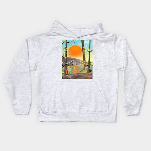 Cartoon Landscape Kids Hoodie by nickemporium1